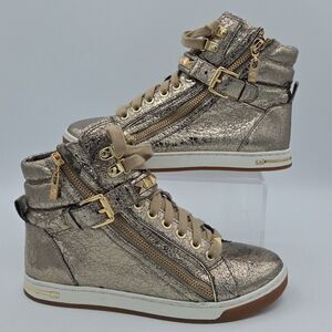 RARE Michael Kors Metallic Gold studded Women's Shoes Sneakers Size 6.5 hightops